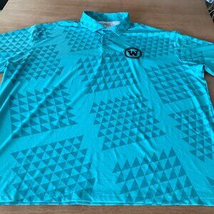 Five Birdies Performance Polo Shirt Men 3XL Green Geometric Logo Short Sleeve